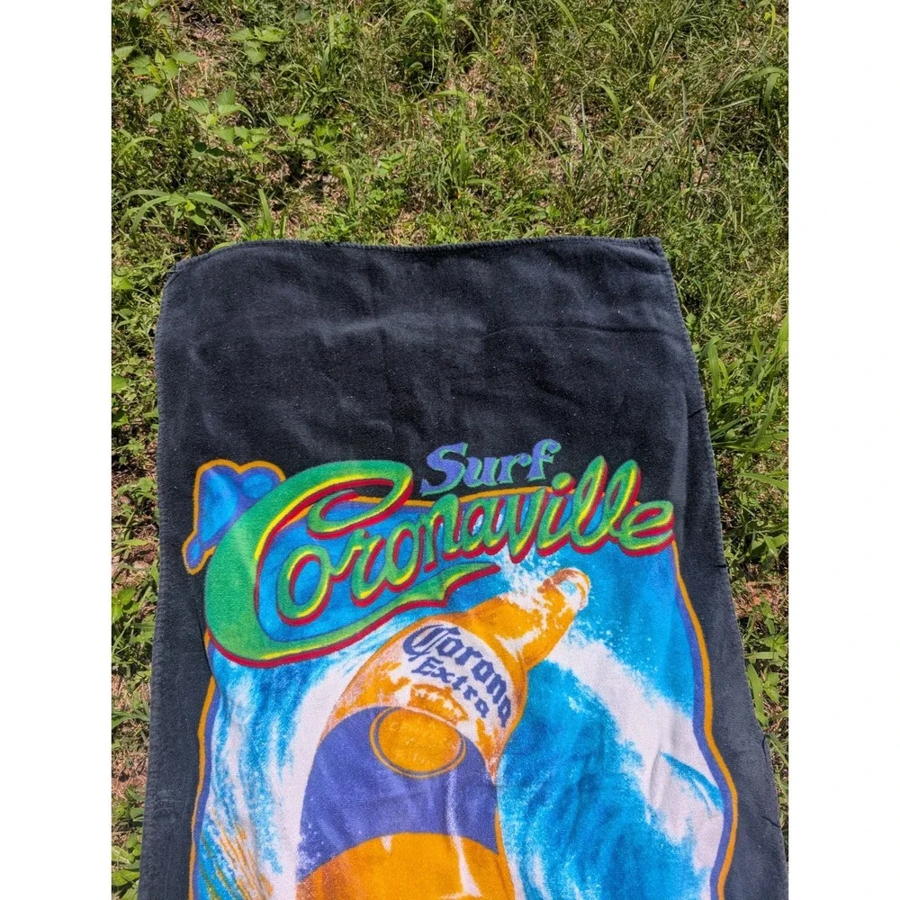 Vintage Surf Coronaville Corona Extra On Lime Beach Towel Pima Cotton 53